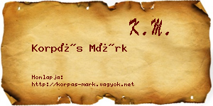 Korpás Márk névjegykártya